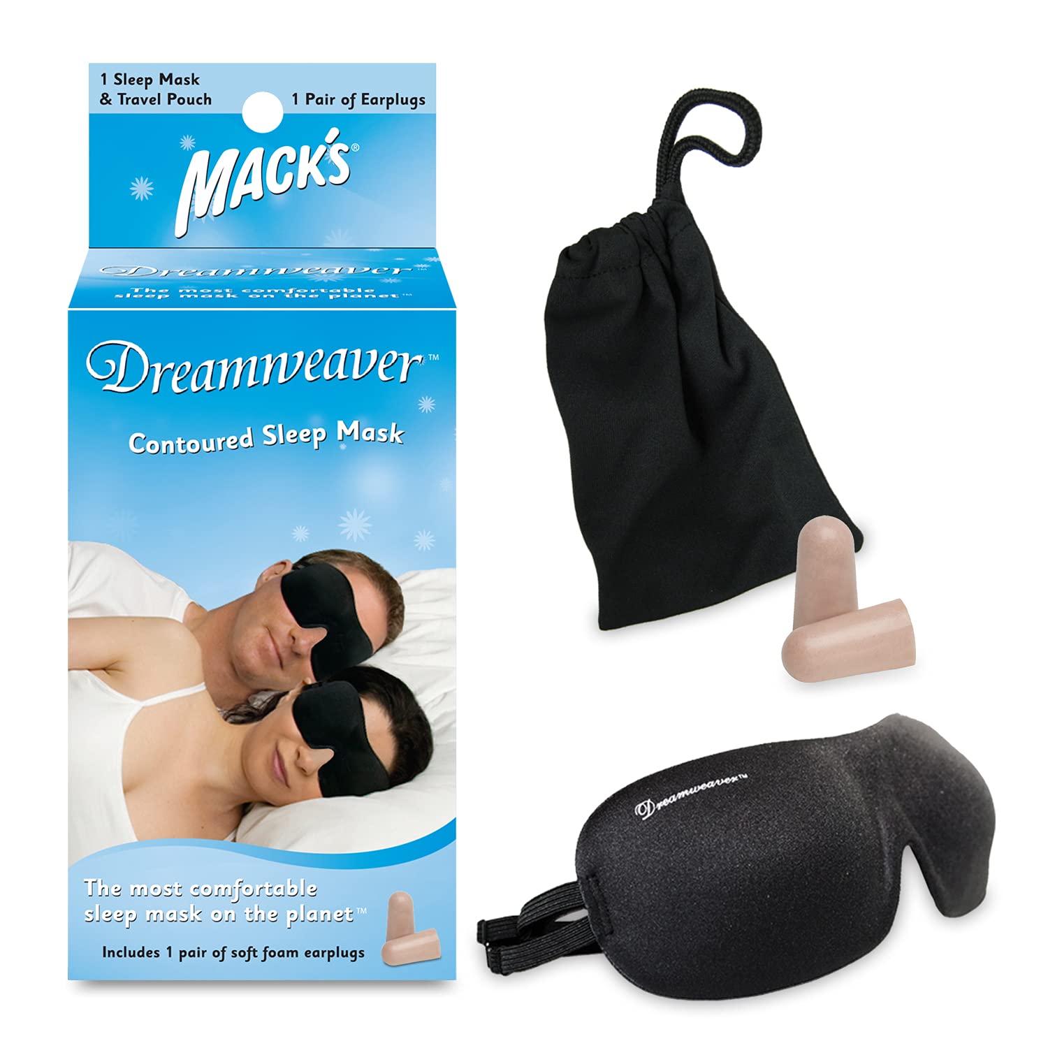 Mack's Dreamweaver masque contour pour obscurité douce et confort oculaire.