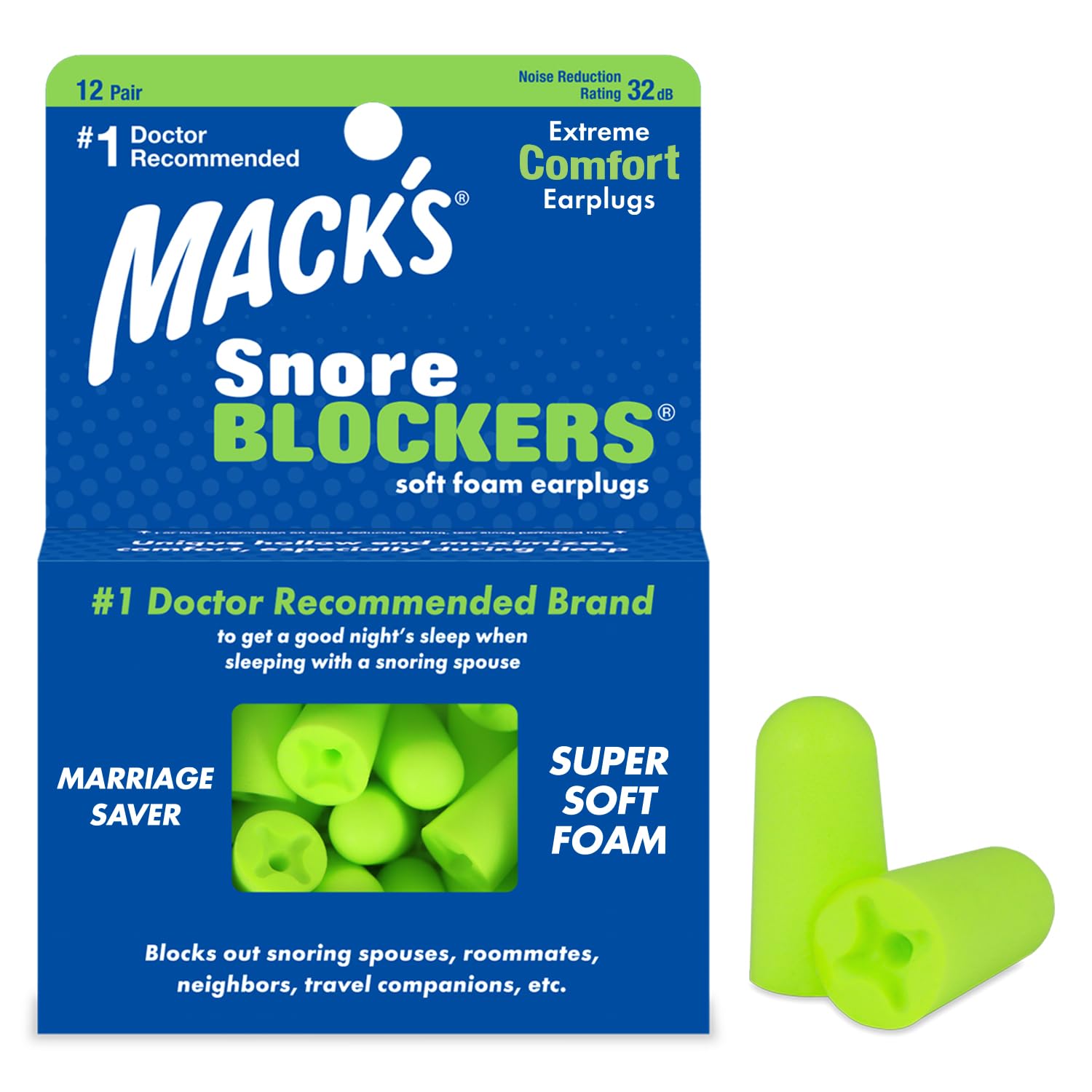 Mack's Snore Blockers – bouchons oreilles mousse douce pour une nuit plus calme