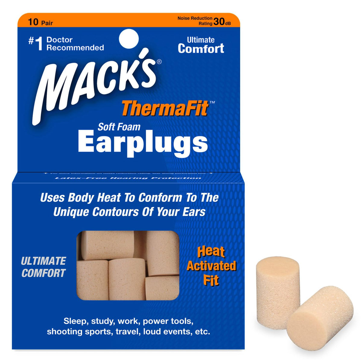 Mack's ThermaFit bouchons d’oreille dans l’emballage, pratique pour le voyage