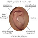 Bouchons Mack's Snoozers en silicone moulage doux qui épouse l'oreille.