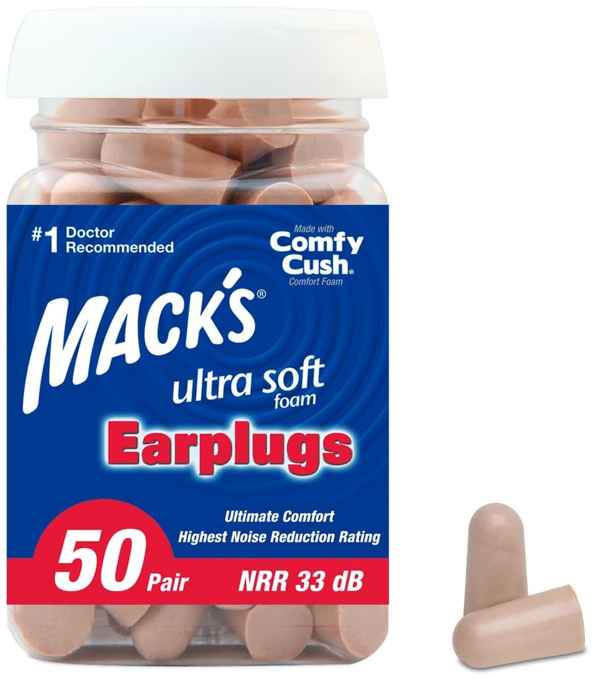 Mack's bouchons ultra-doux dans boîte pour un sommeil plus calme et confortable.
