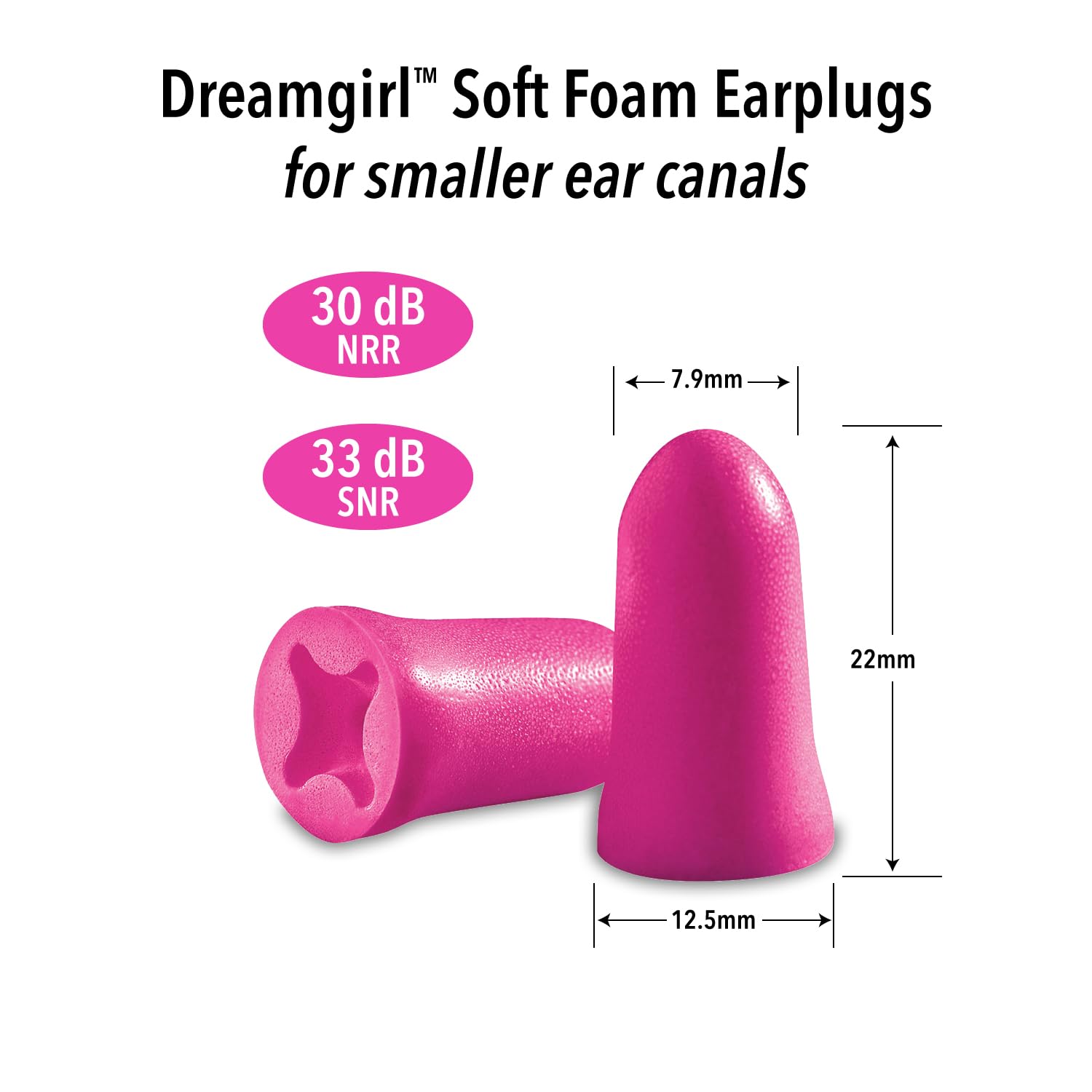 Dreamgirl Mack's bouchons de mousse petits et confortables pour oreille sensible.