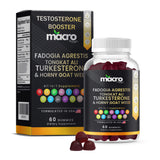 Macro Vital Gummies: bouteille visible, soutien naturel à l'énergie et vitalité masculine