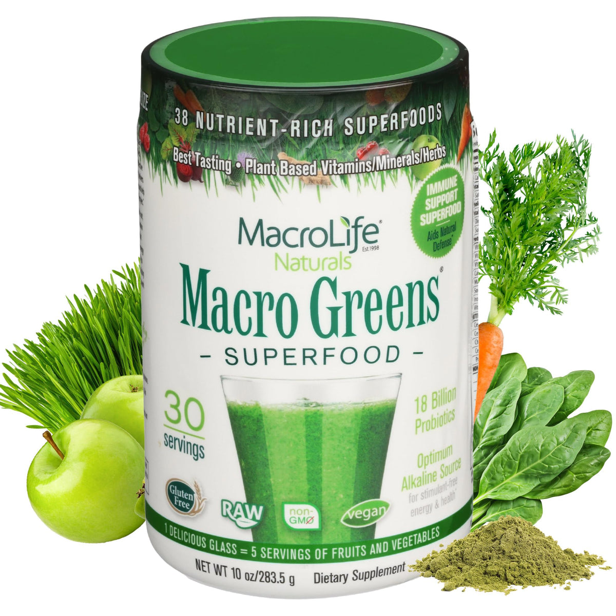 MacroLife Macro Greens – emballage pratique, facile à emporter dans votre routine quotidienne
