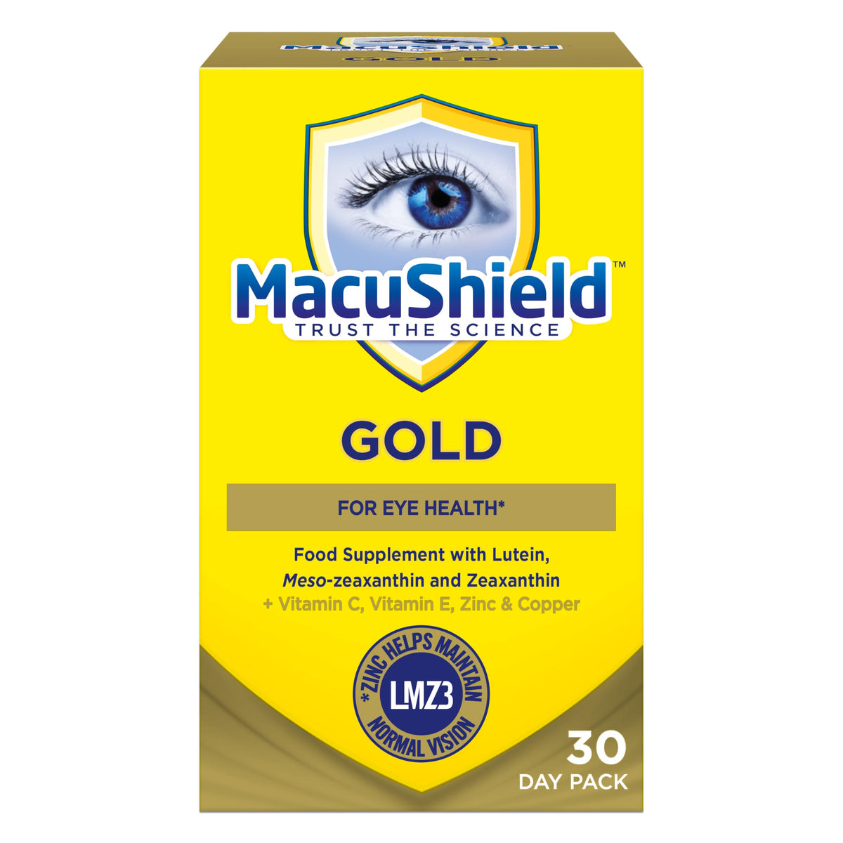 MacuShield Gold – emballage des capsules, soutien potentiel à la santé oculaire au quotidien.