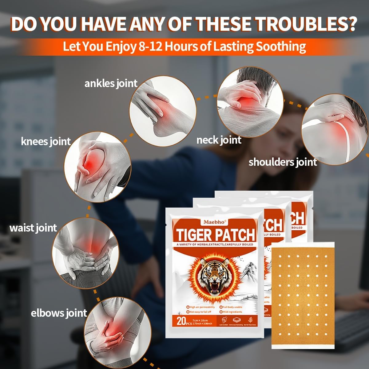 Maebho patch-tigre-chinois cou, chaleur apaisante pour nuque et tensions.