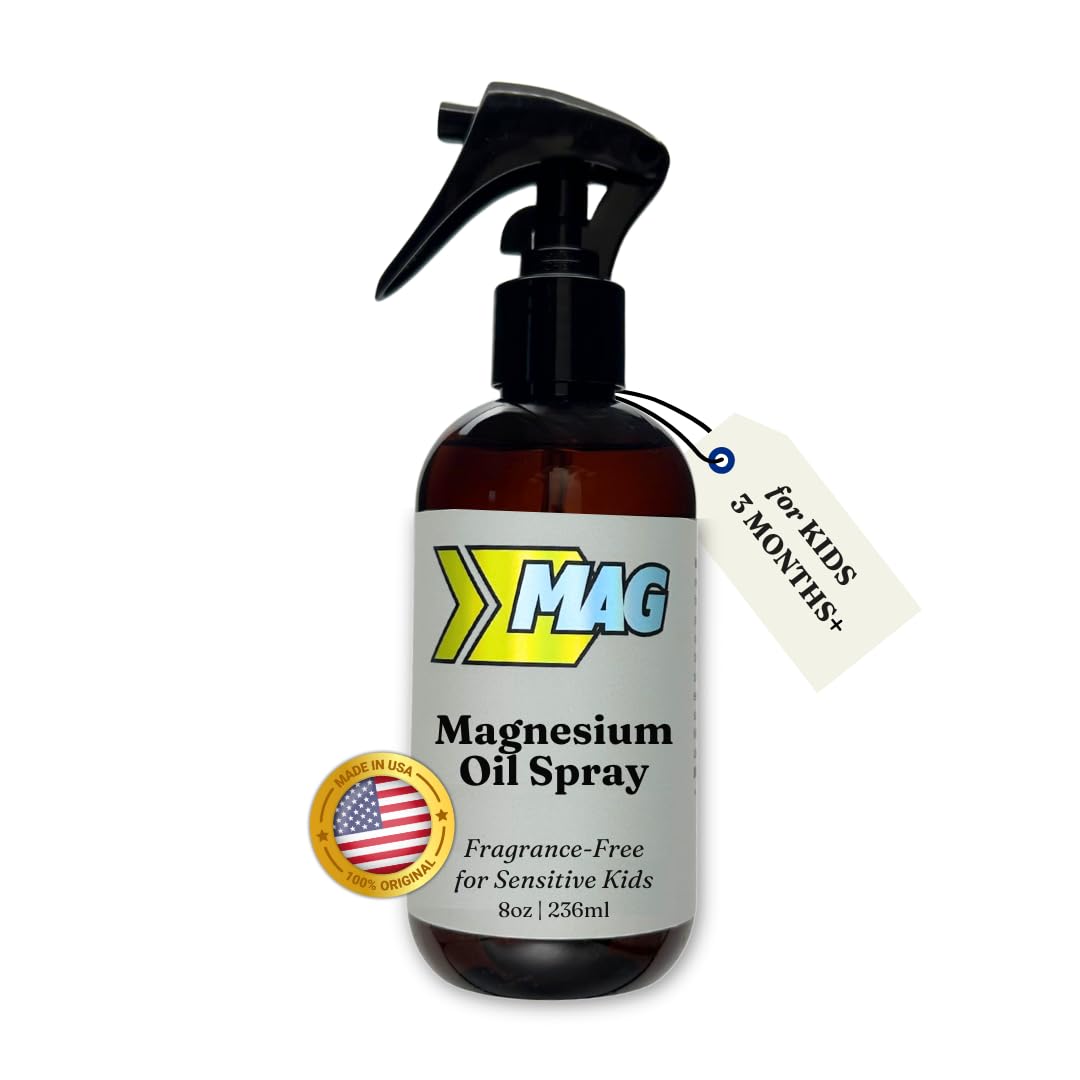 MAG Recovery spray magnesium pour enfants en bouteille 8 fl oz, favorise le calme.