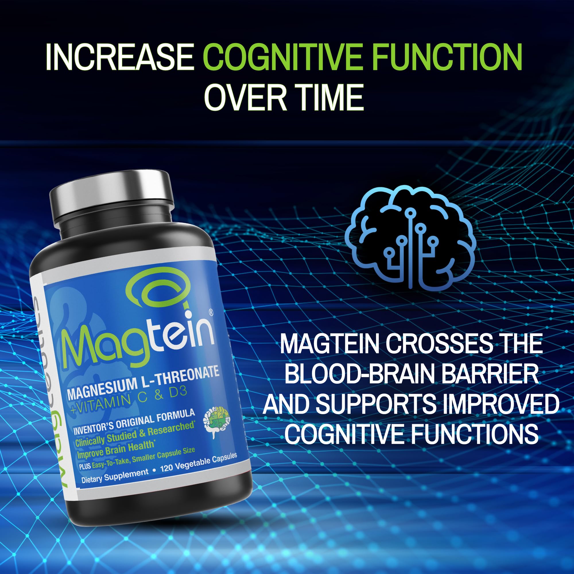 Magceutics Magtein L-Threonate, soutien à l'apprentissage et à la mémorisation.