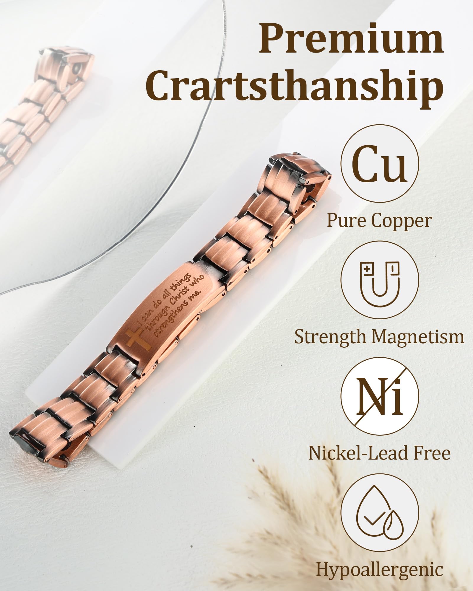 Bracelet MagEnergy en cuivre patiné authentique: signe d’authenticité et caractère.