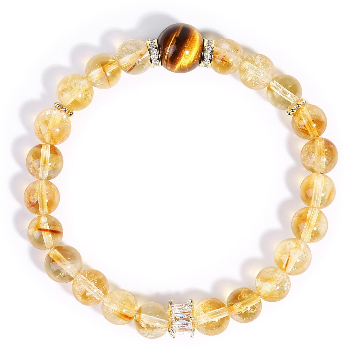 Bracelet Magiriam Citrine et Œil de Tigre avec Zircon, allure élégante et raffinée.