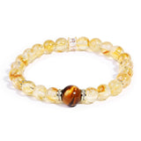 Bracelet élastique Magiriam 17 cm avec Citrine et Œil de Tigre, port confortable.