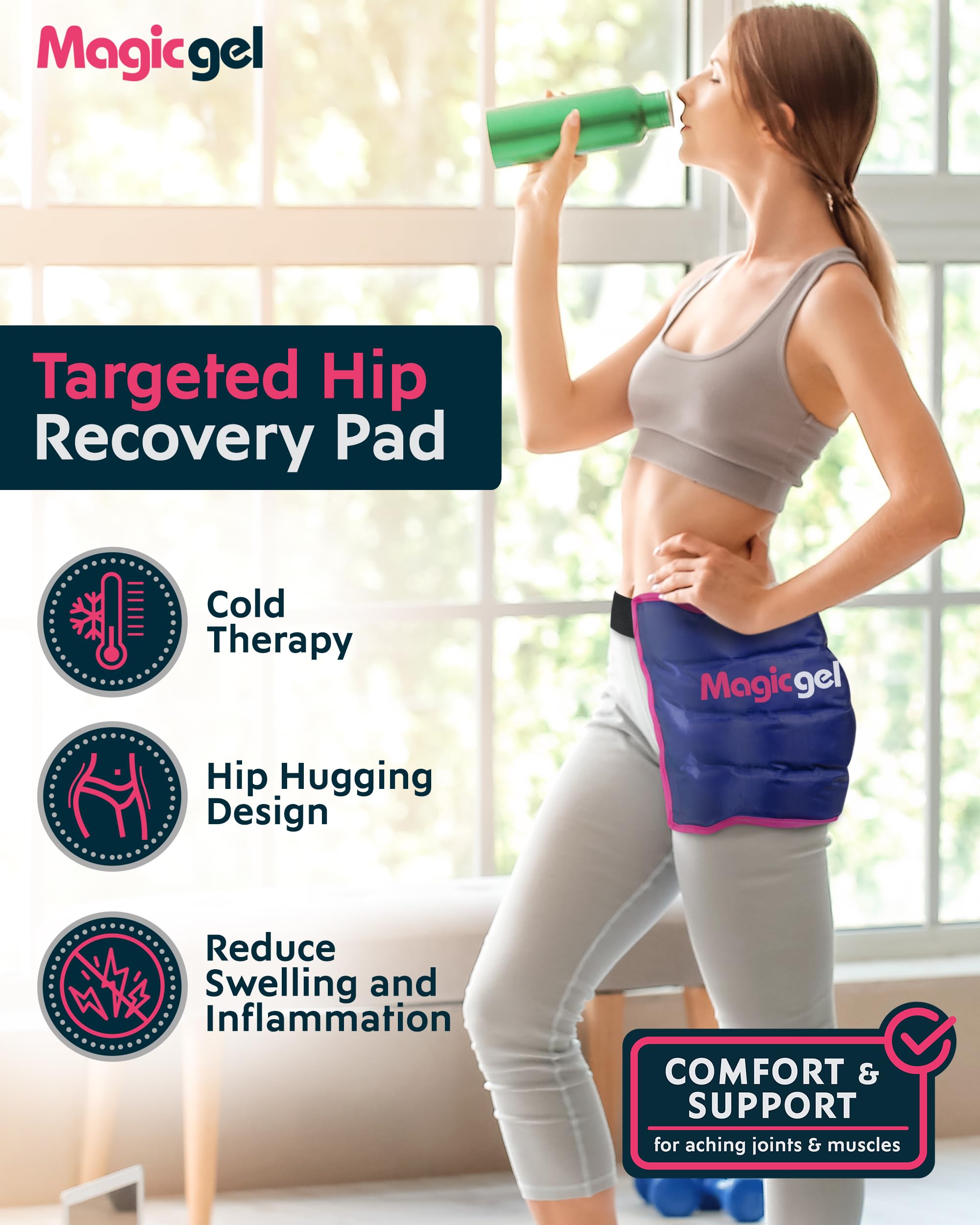 Magic Gel Hanche Ergonomique-Confort: design anatomique pour ajustement personnalisé.