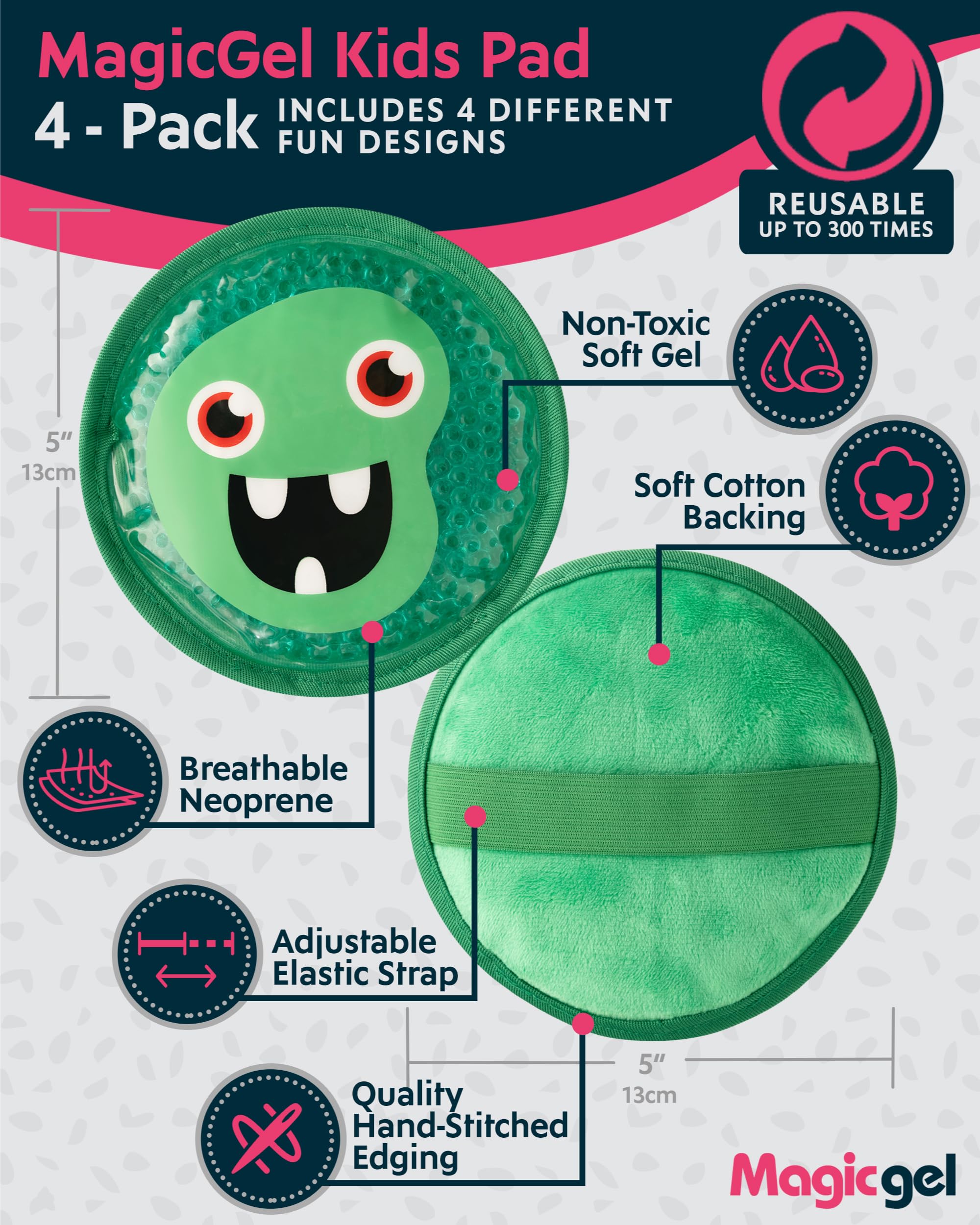 Magic Gel monstre vert Bogeyman, facile à fixer grâce à sa bande élastique.