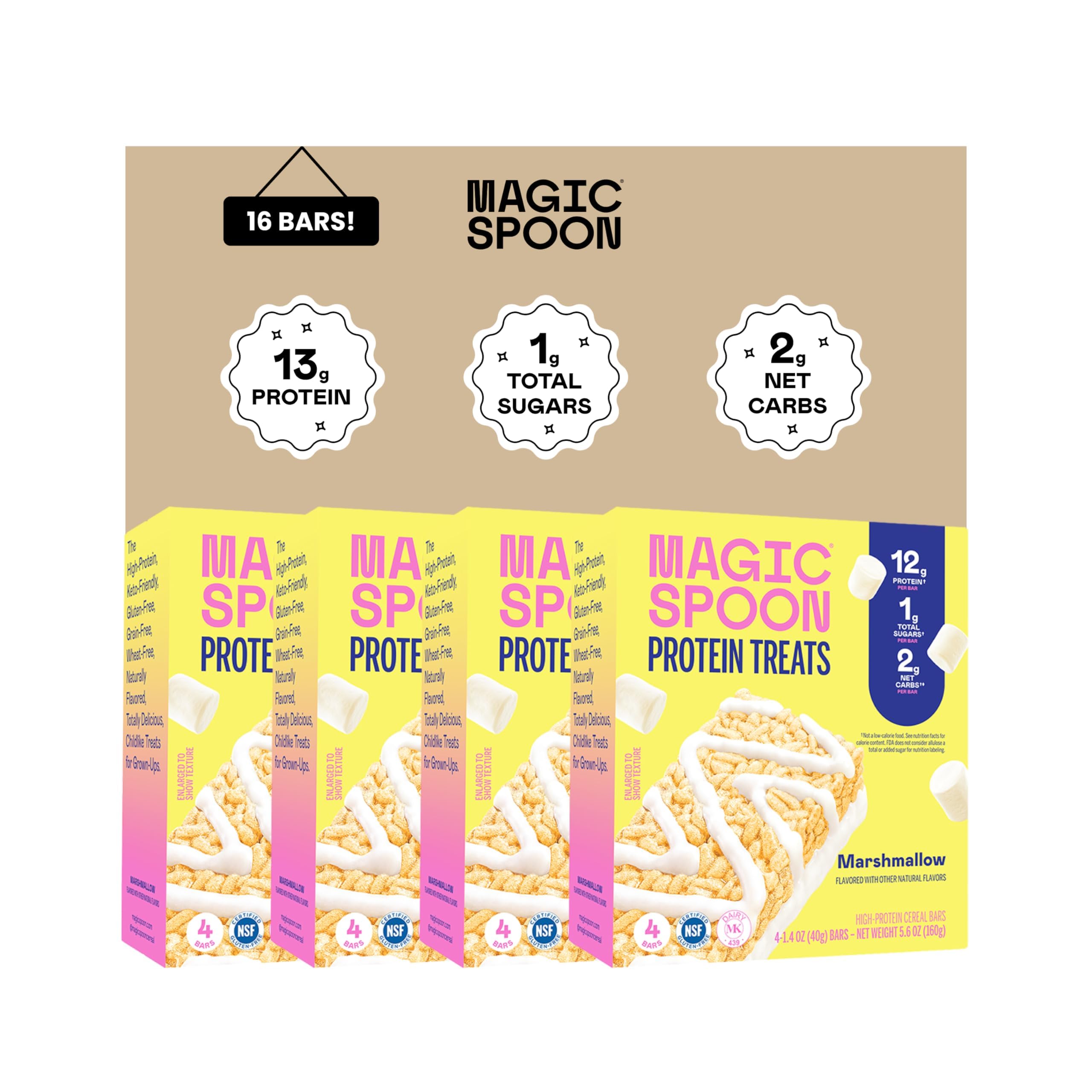 Magic Spoon barres protéinées guimauve – emballage attrayant et pratique pour savourer sainement.