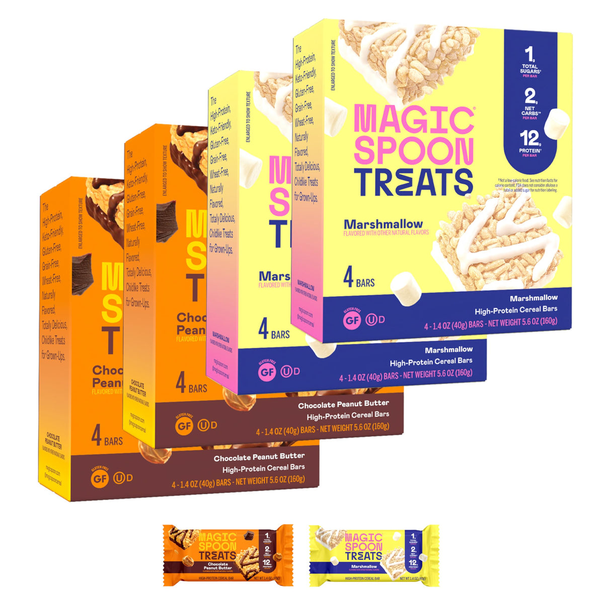 Barres protéinées Magic Spoon chocolat cacahuète sans gluten, snack pratique et gourmand.