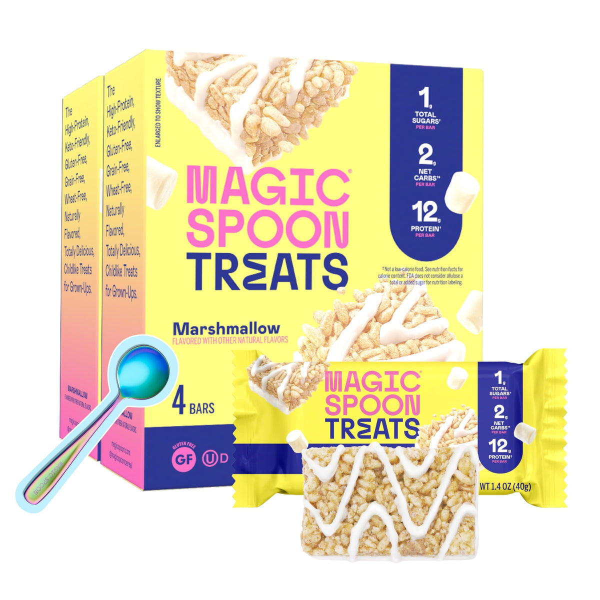 Emballage pratique Magic Spoon Treats pour barre protéinée marshmallow.