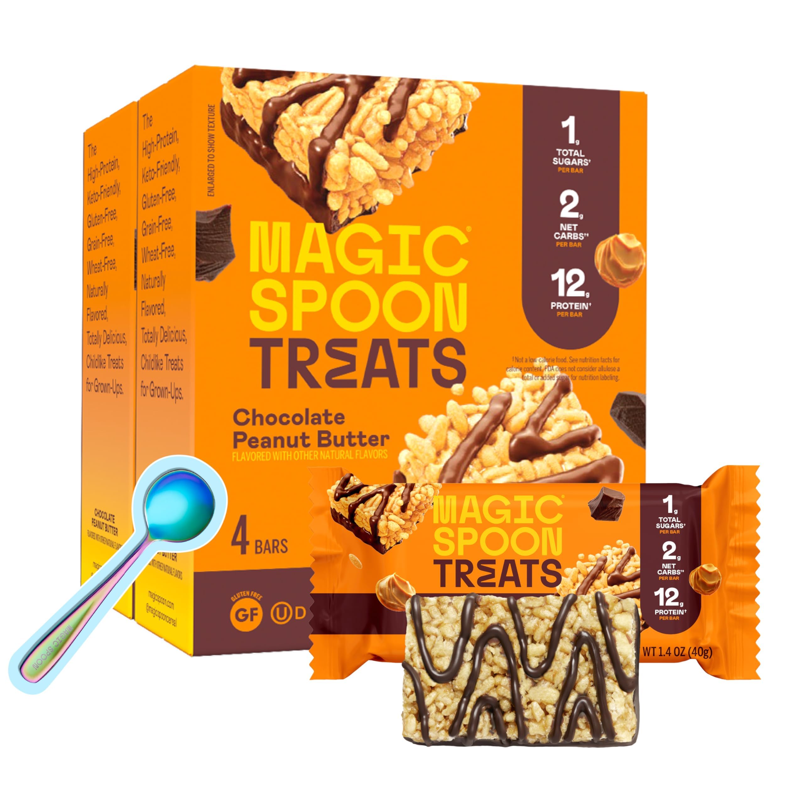 Magic Spoon Treats barres chocolat cacahuète, protéinées et sans gluten.