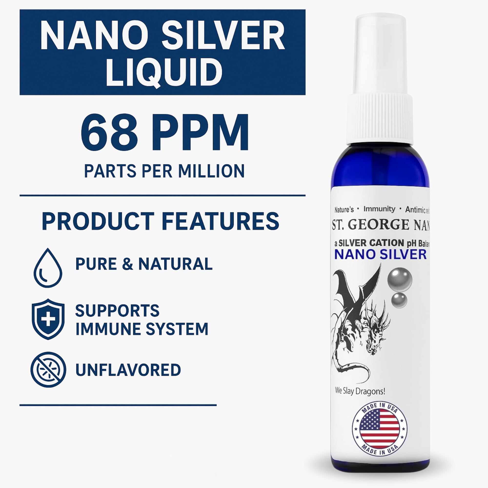 Magic Stuff St. George Nano Silver, gouttes avec pipette pour dosage facile.