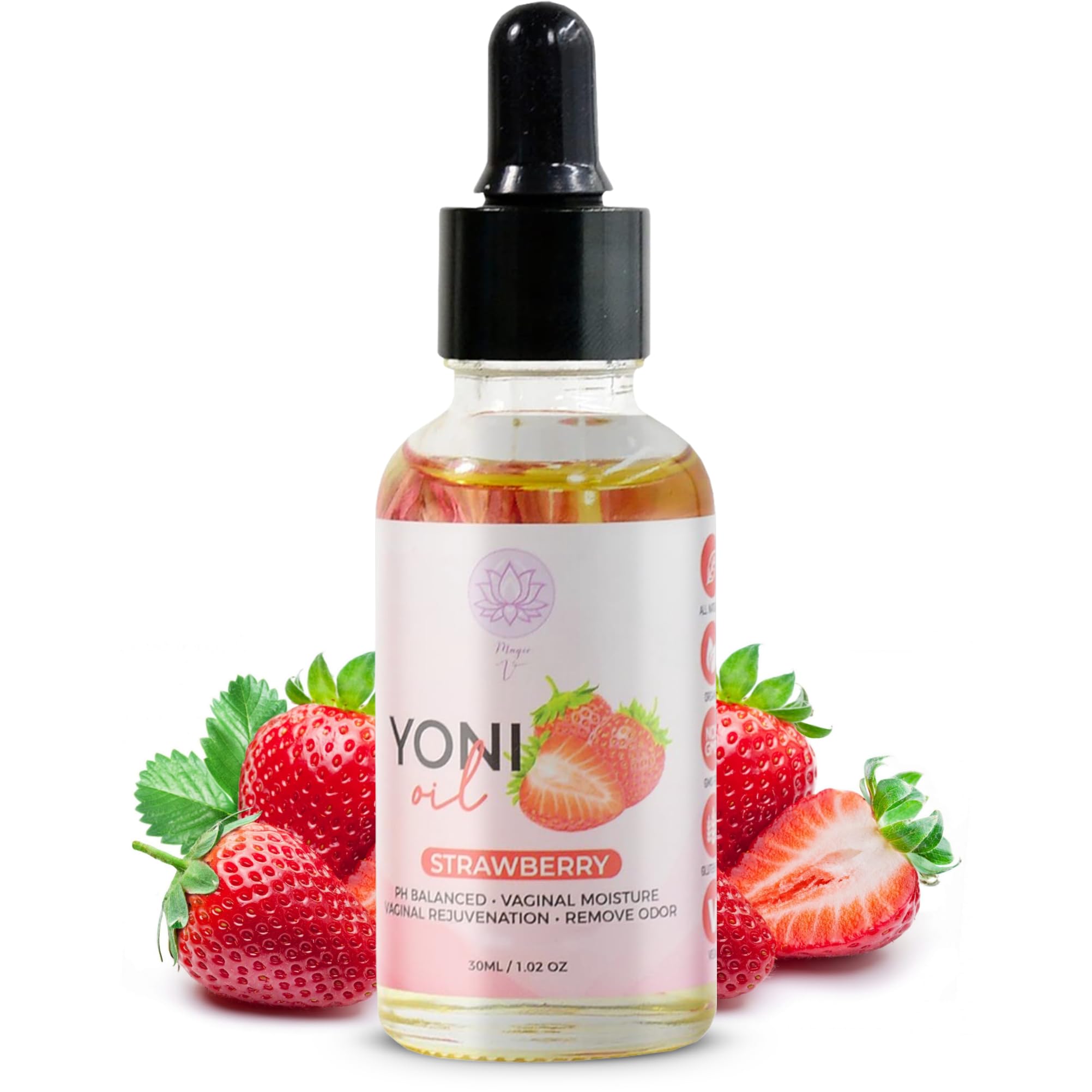 Magic V Steam huile yoni dans une bouteille, hydratation intime pratique.