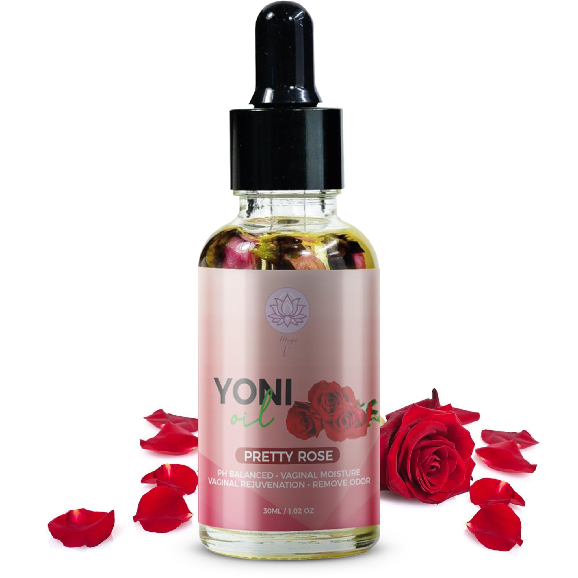 Magic V Steam Yoni Huile – bouteille visible, hydratation intime au quotidien.