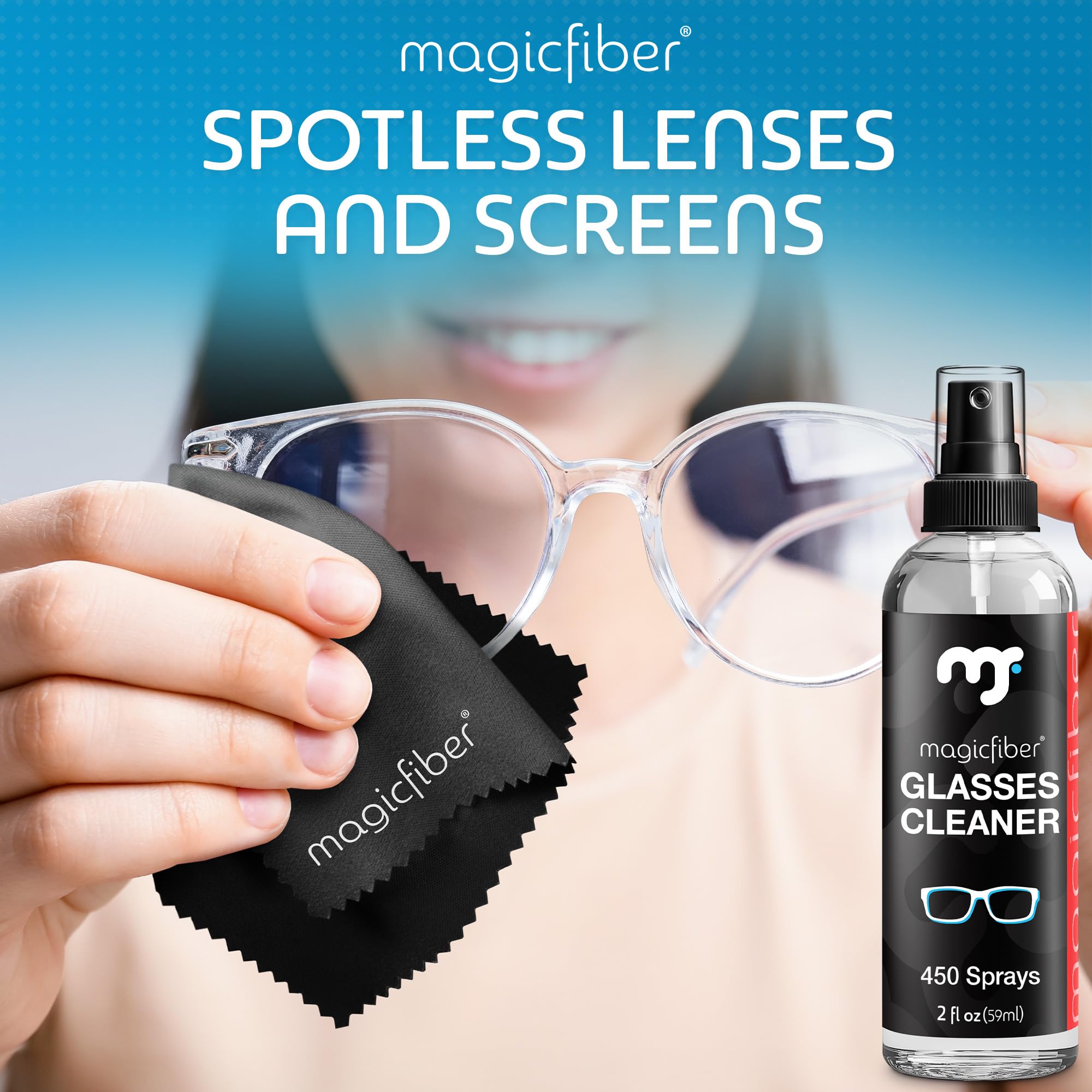 MagicFiber lunettes : flacon spray 2 oz pour nettoyage sans traces