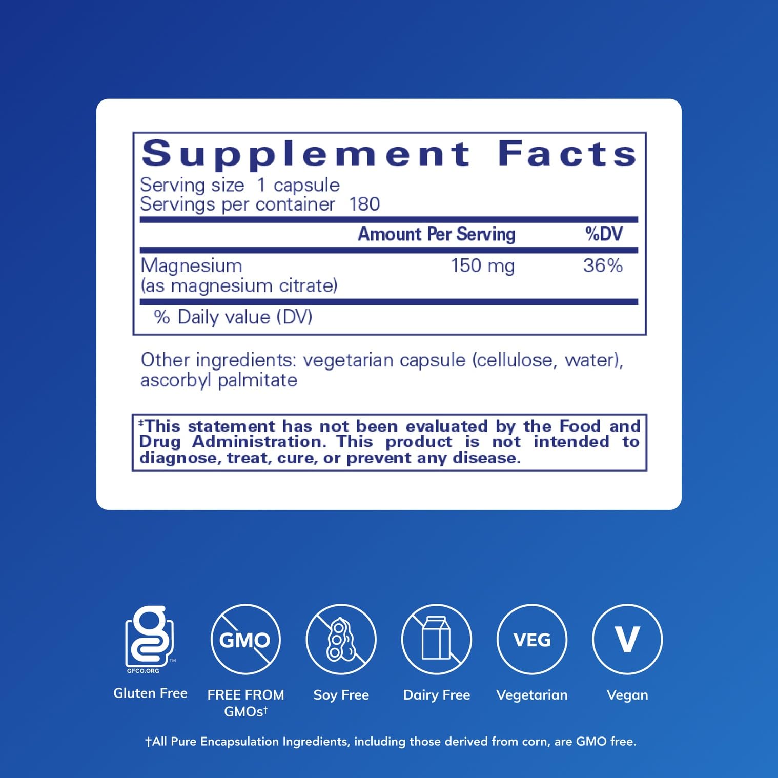 Pure Encapsulations Magnesium (Citrate) — capsules prêtes à l'emploi pour la vitalité quotidienne.