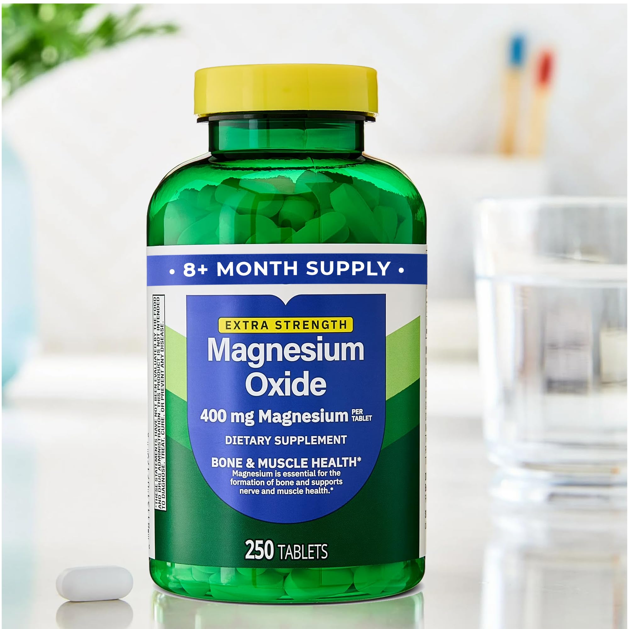 Étiquette propre et formule sans gluten ni lactose du magnésium oxyde 400 mg.