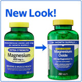 Comprimés magnésium oxyde 400 mg, prise quotidienne pour énergie et bien-être.