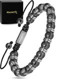 Bracelet MagnetRX hematite 8mm détail: puissance magnétique élevée pour confort quotidien.