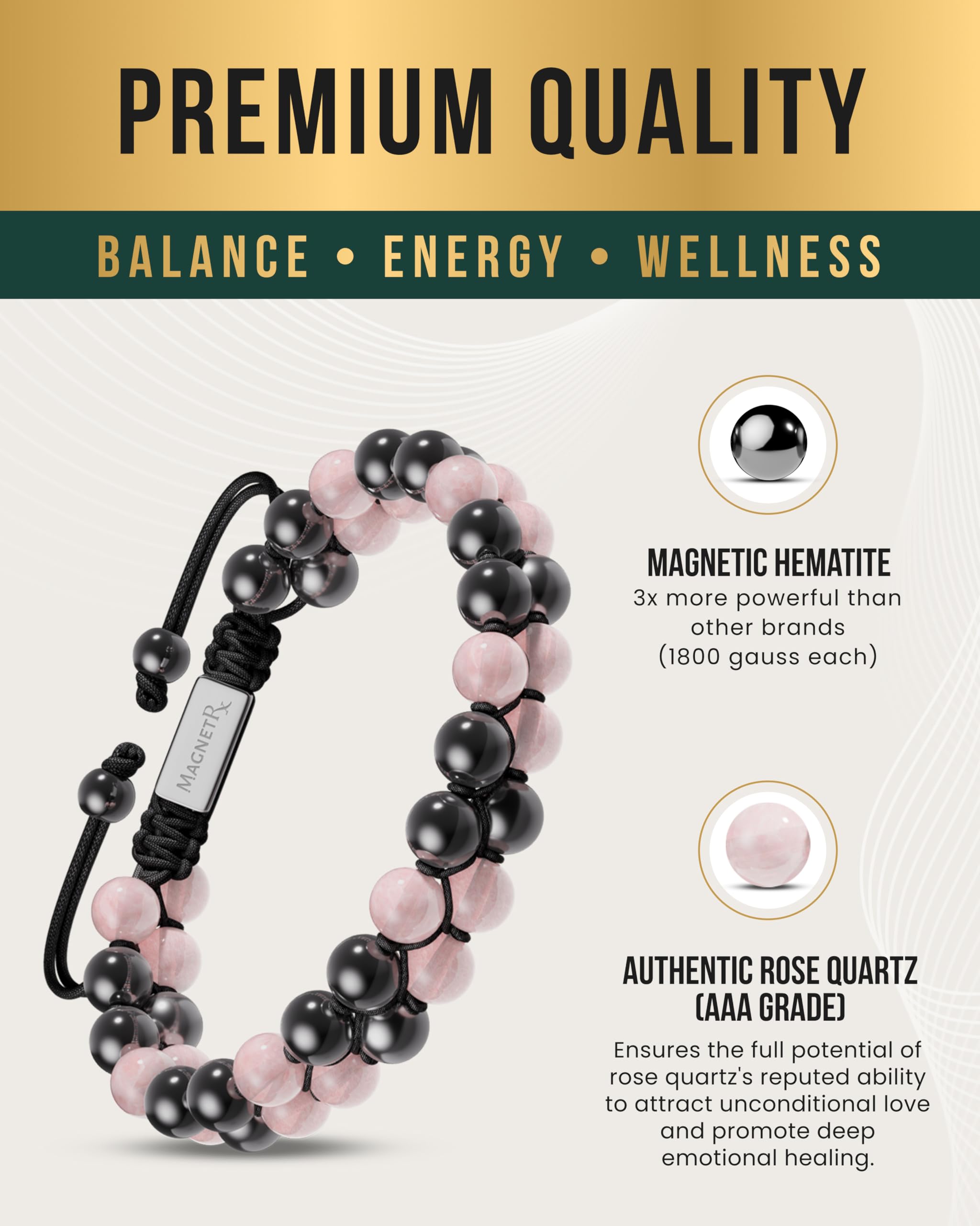 Bracelet MagnetRX, usage quotidien et look polyvalent avec pierres naturelles.