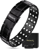 Bracelet MagnetRX magnétique en titane porté au poignet, allure élégante et robuste.