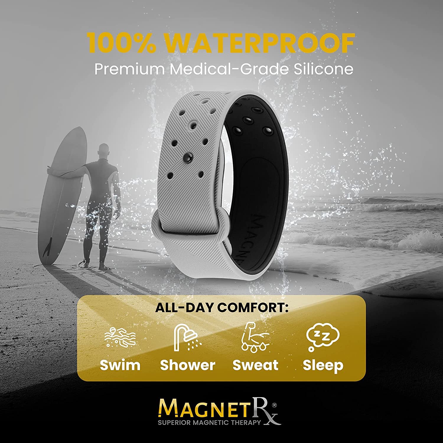 Bracelet MagnetRX sport 32 aimants gris XL pour un soutien discret et fiable.