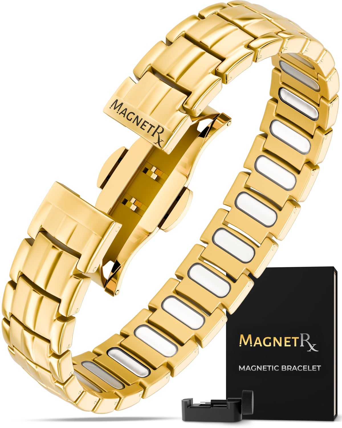 Bracelet Magnétique MagnetRX EllipseMAX en or, allure quotidienne élégante et raffinée.