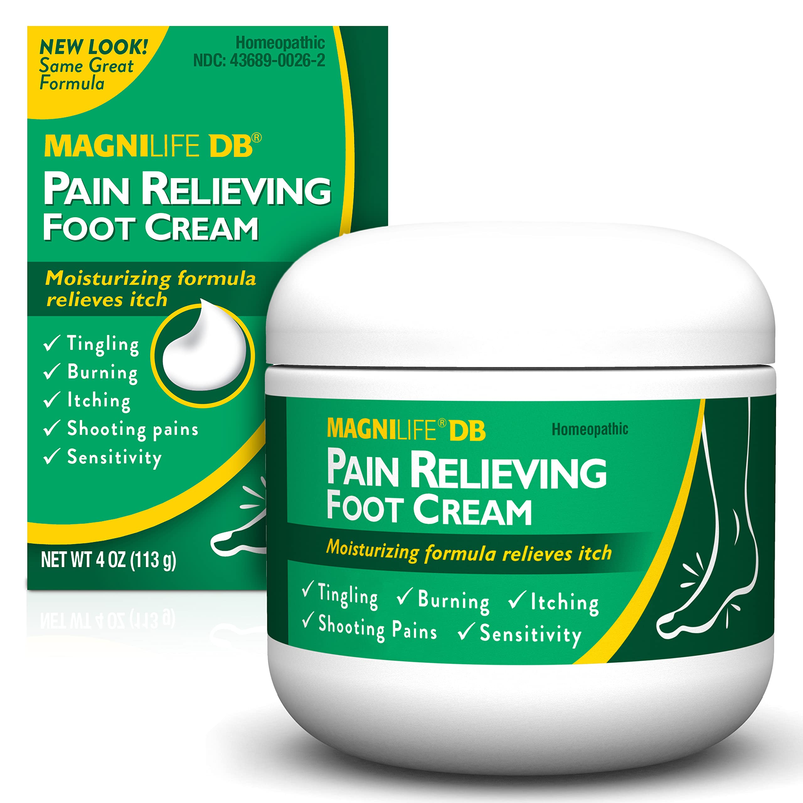 Pot MagniLife Crème Pieds DB de 4 oz avec texture hydratante et transport pratique