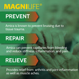 MagniLife Arnica Gel: application sur la peau pour soulager les tensions du cou et du dos.