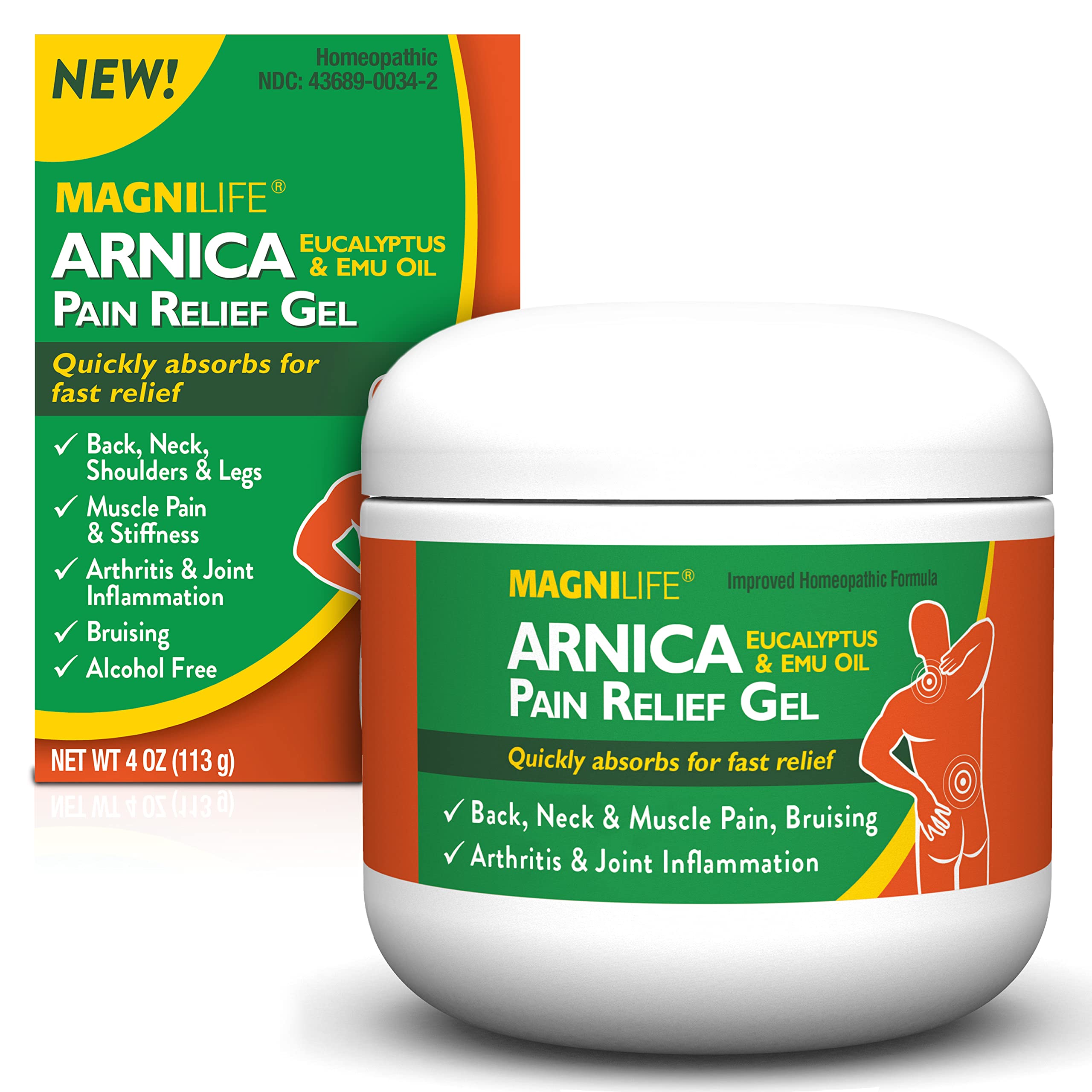 MagniLife Arnica Gel, bouteille-relief rapide, soulage les douleurs musculaires.
