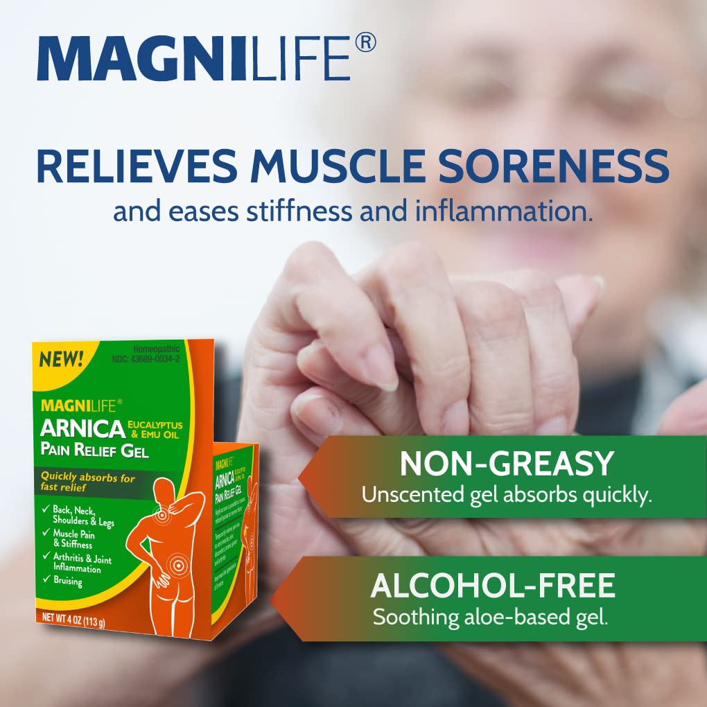 MagniLife Arnica Gel: ingrédients-naturels pour apaiser la peau et les bleus.