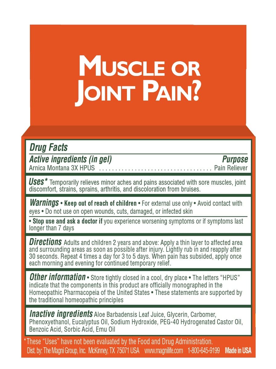 MagniLife Arnica Gel: dosage pratique et sans alcool, pour une utilisation quotidienne.
