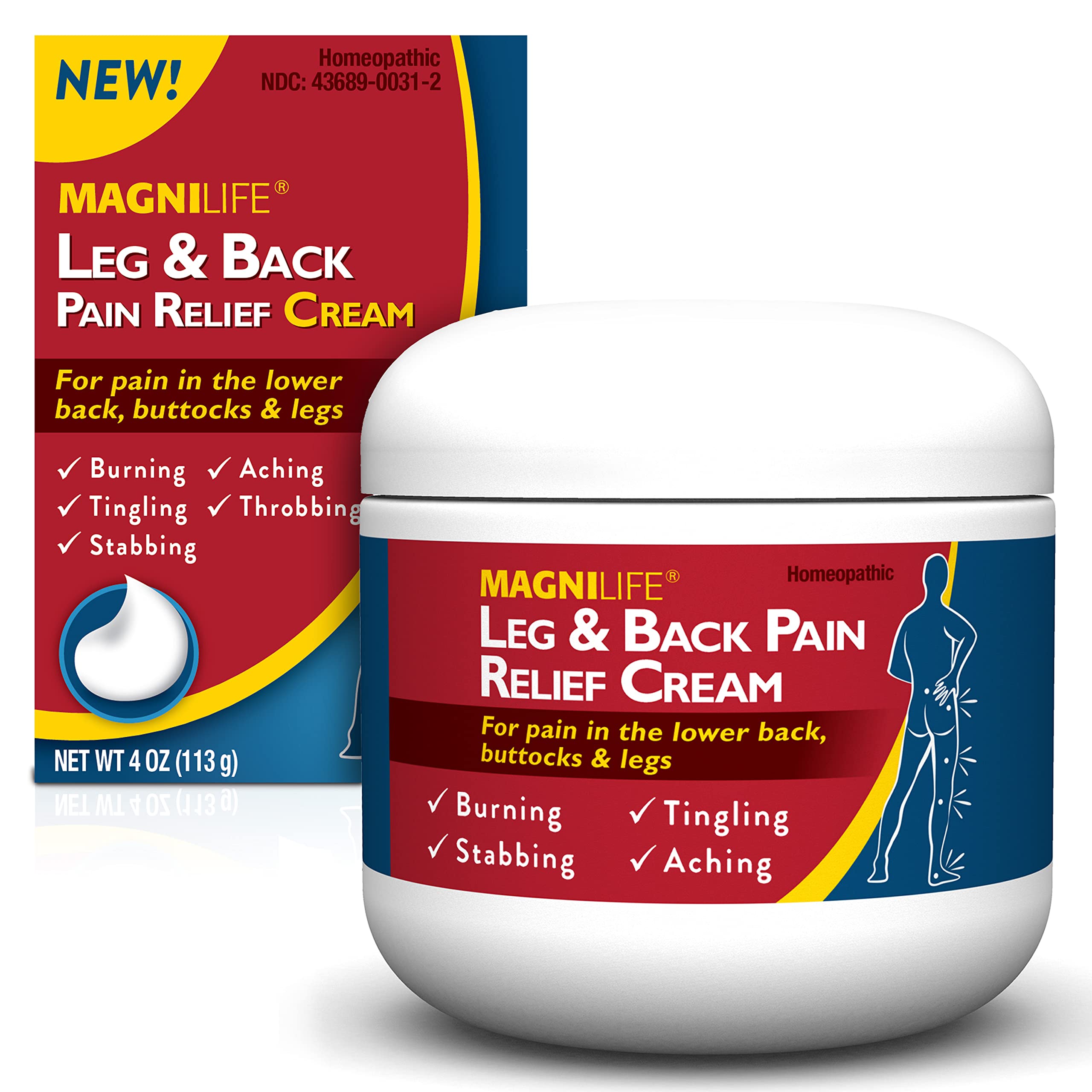 MagniLife crème douleur jambes et lombaires, pot – soulagement potentiel pour dos et jambes.
