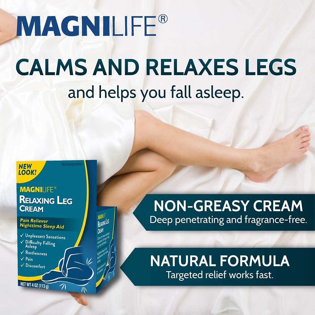 MagniLife Crème Jambes Relaxante—application nocturne sur les jambes pour favoriser le repos.