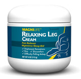 MagniLife Crème Jambes Relaxante—bocal 120 ml prêt pour une application nocturne.