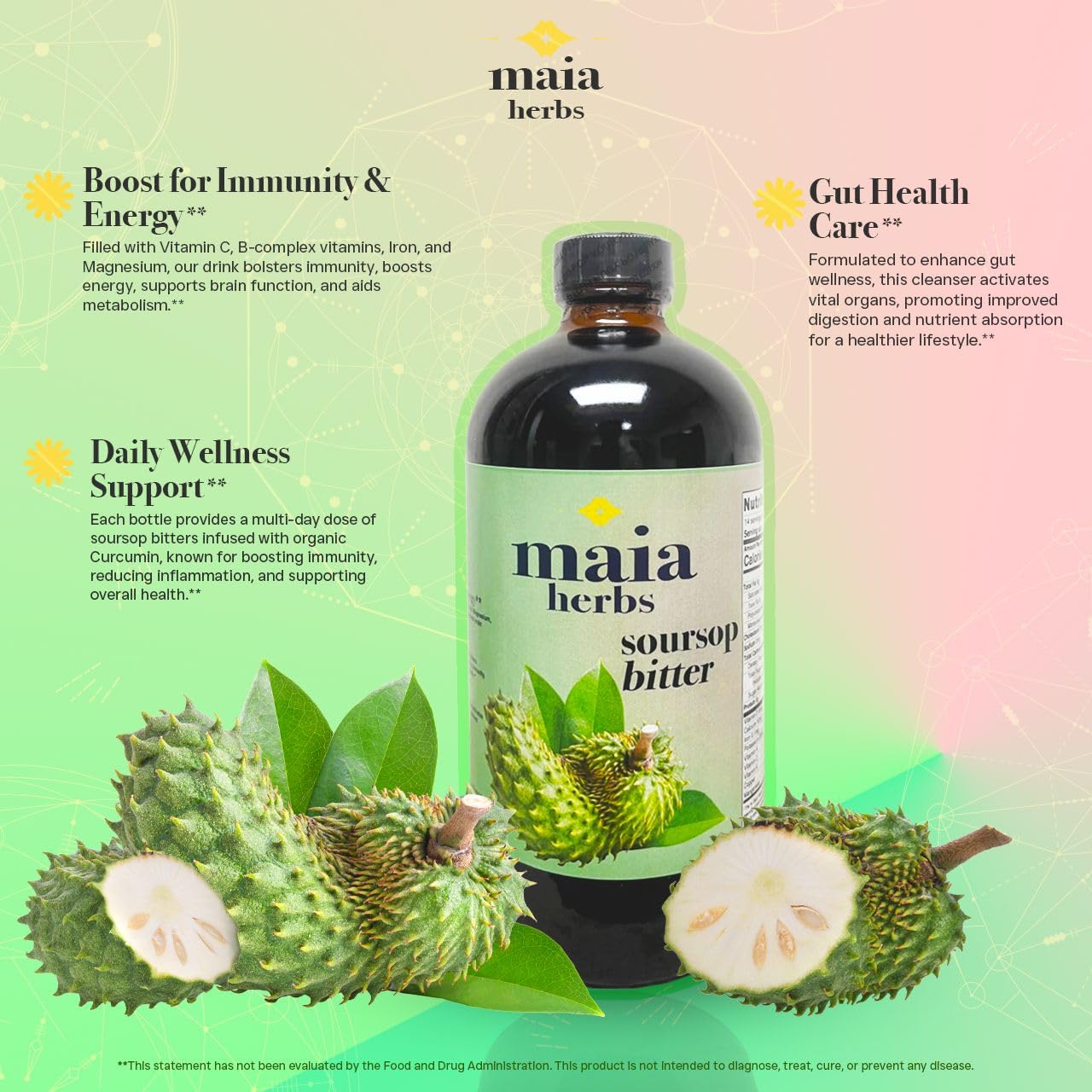 Maia Herbs Bitters Corossol — coffret premium pour une expérience bien-être.