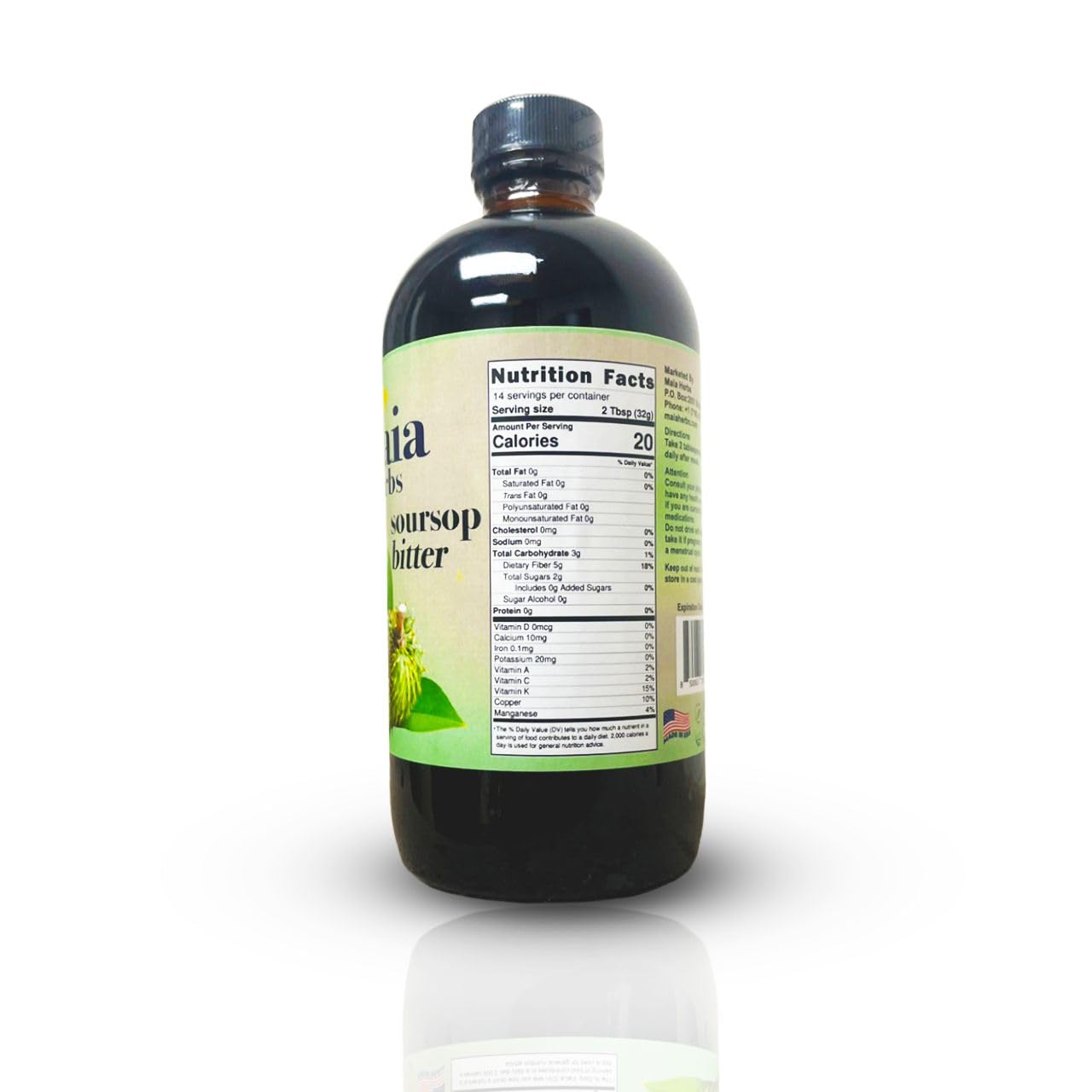 Maia Herbs Bitters Corossol — verser dans un verre pour une expérience naturelle.