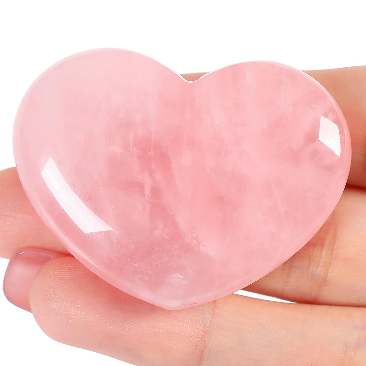 Maibaota cœur en quartz rose 45 mm, idéal pour méditation et énergie apaisante.