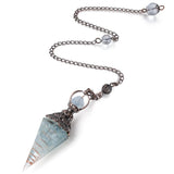MAIBAOTA pendule cristal aquamarine, focal lumineux idéal pour divination et intuition.