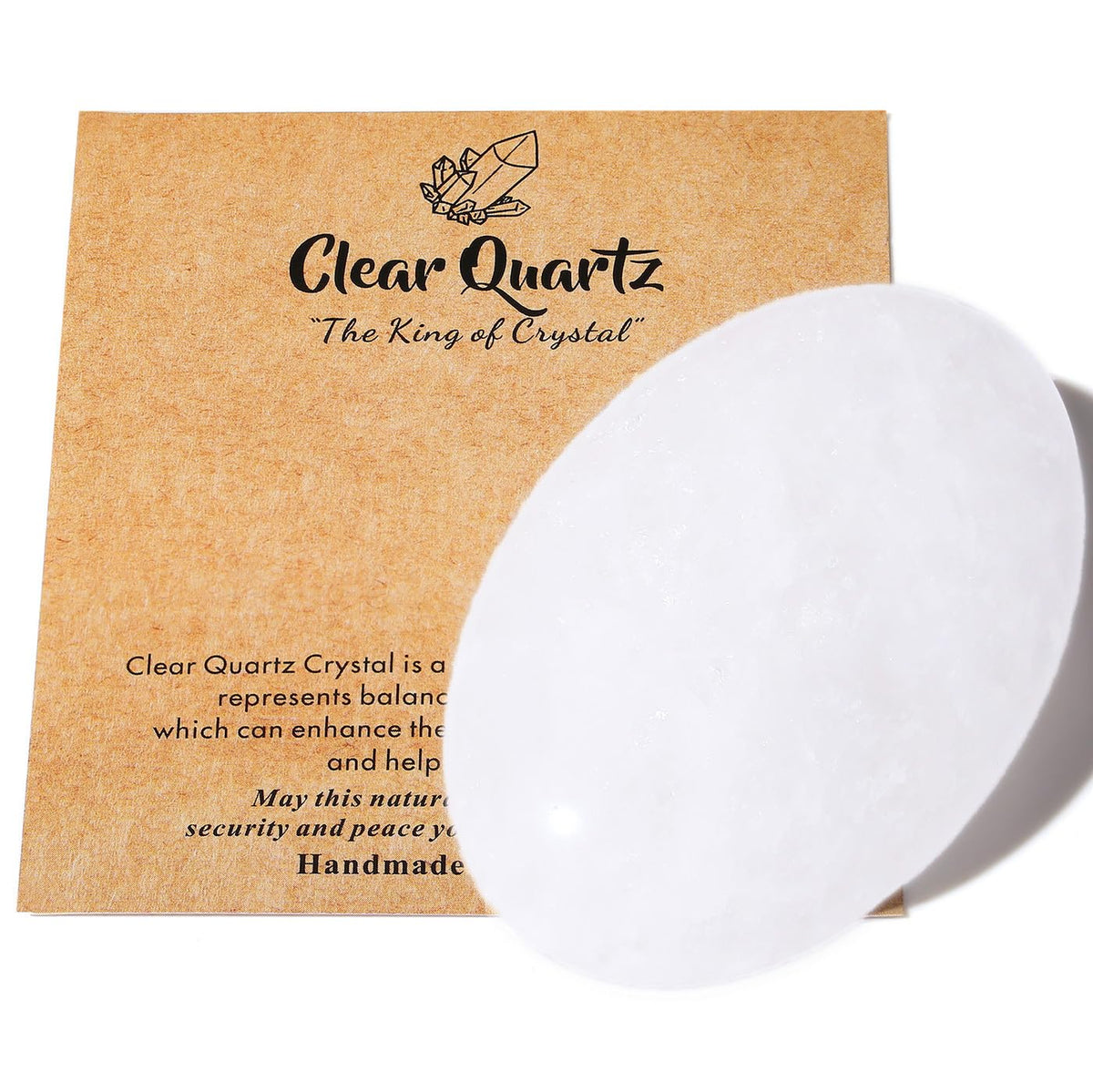 Maibaota pierre paume quartz clair, talisman portable pour calme et concentration.