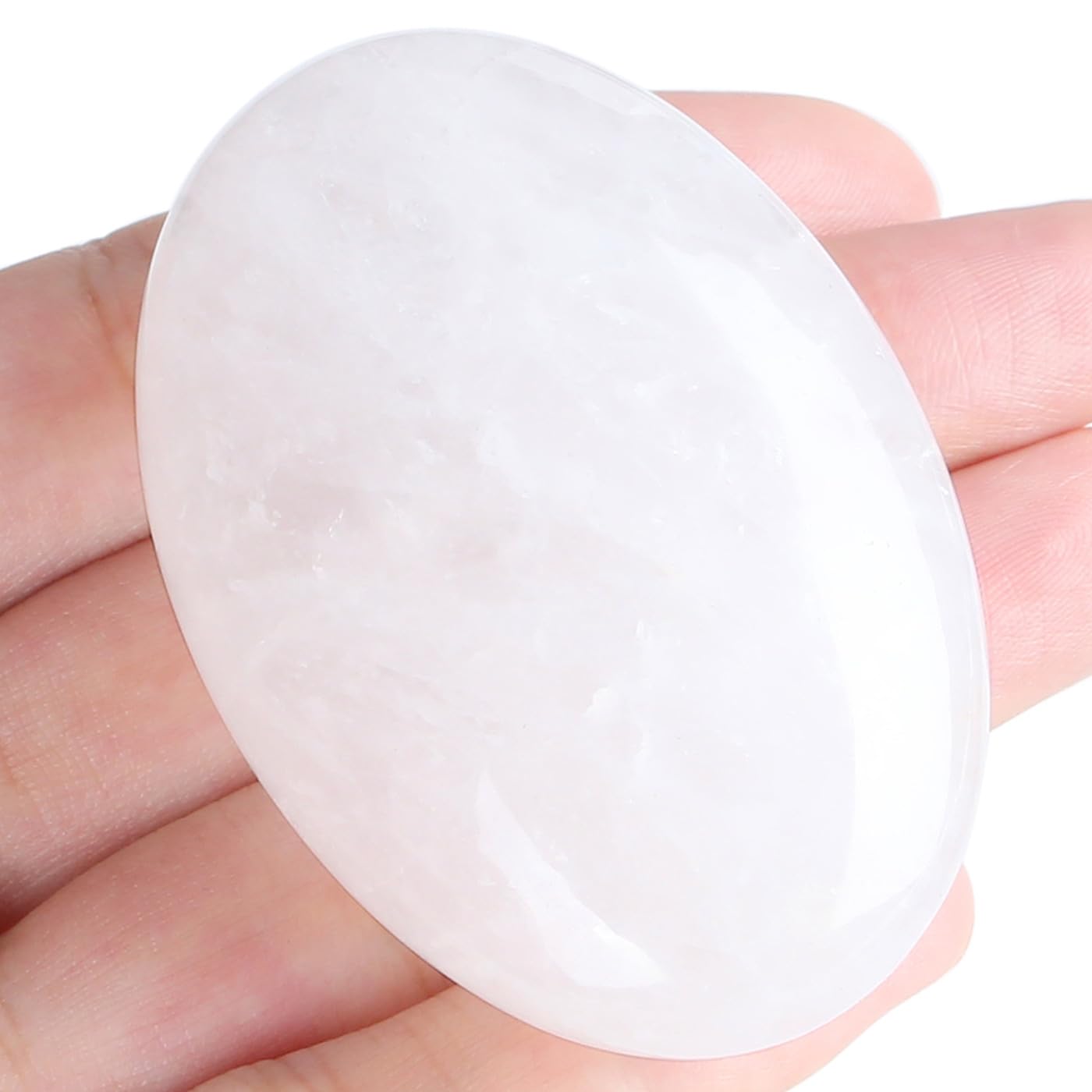Maibaota quartz clair poli, pierre paume idéale pour relaxation et méditation.