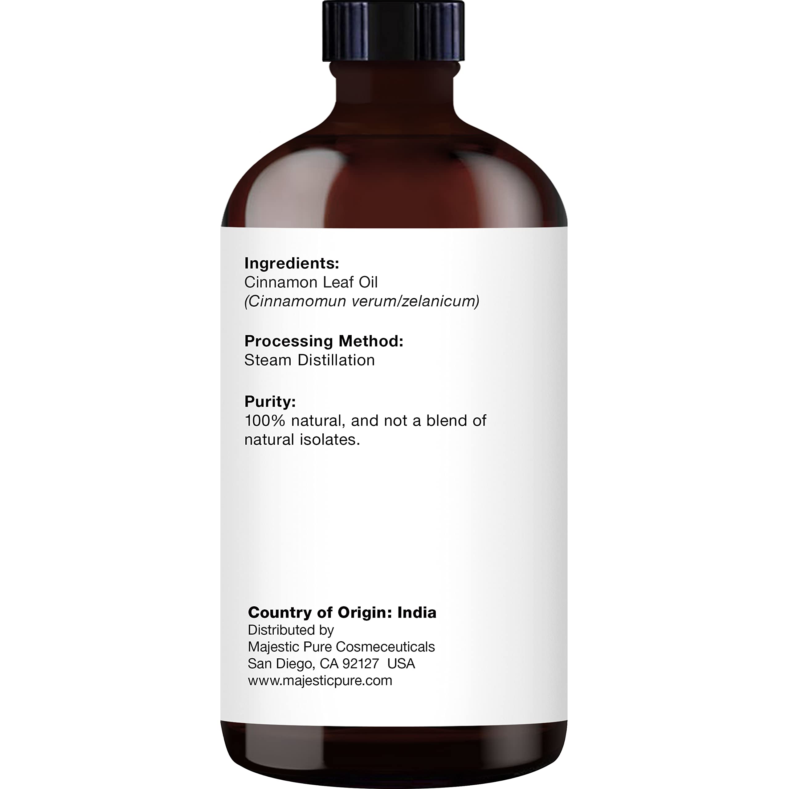 Goutte doseur intégré sur huile cannelle Majestic Pure pour dosage précis
