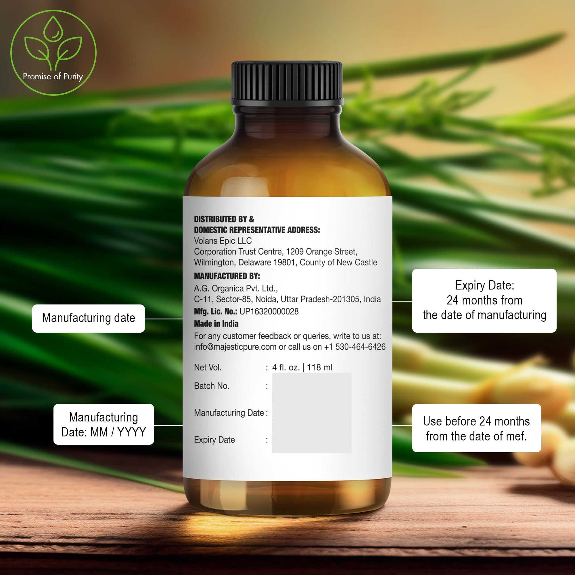Majestic Pure huile de citronnelle idéale pour savon maison et cosmétique fait main.
