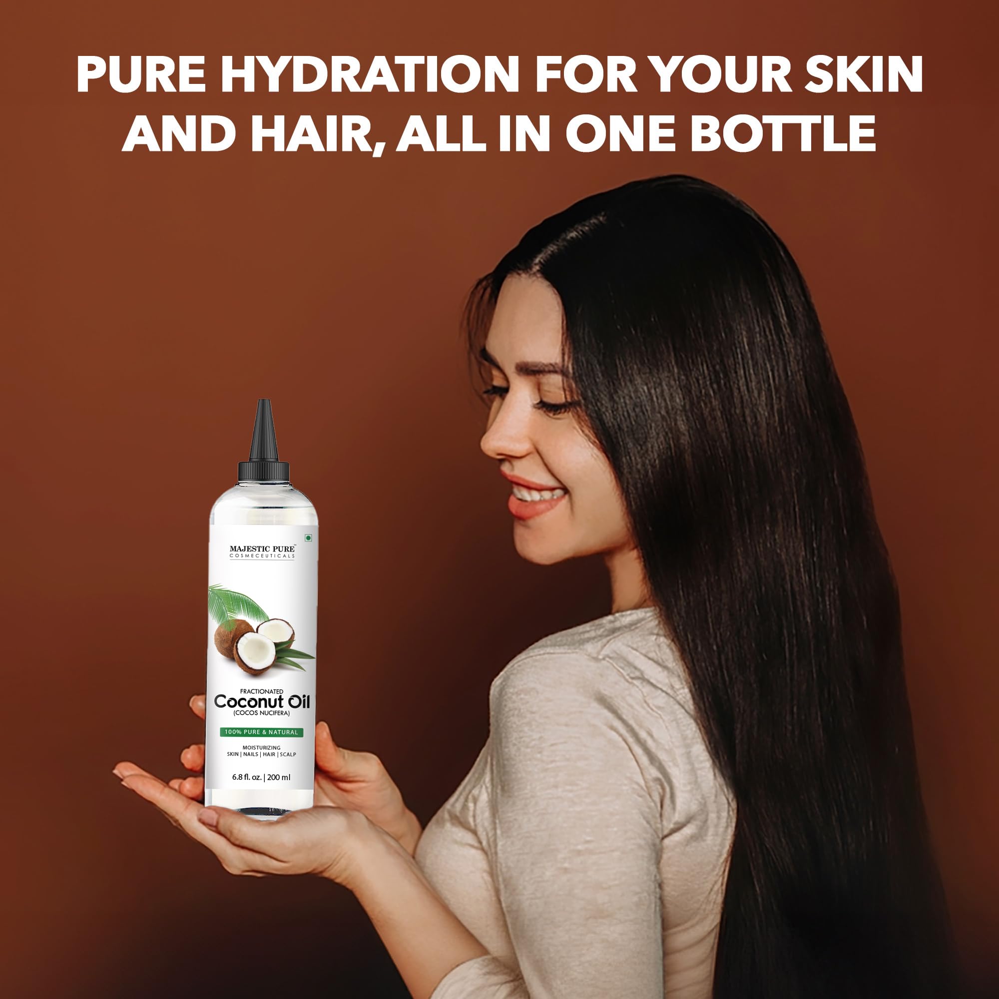 Majestic Pure huile coco fractionnée – application visage pour hydratation légère